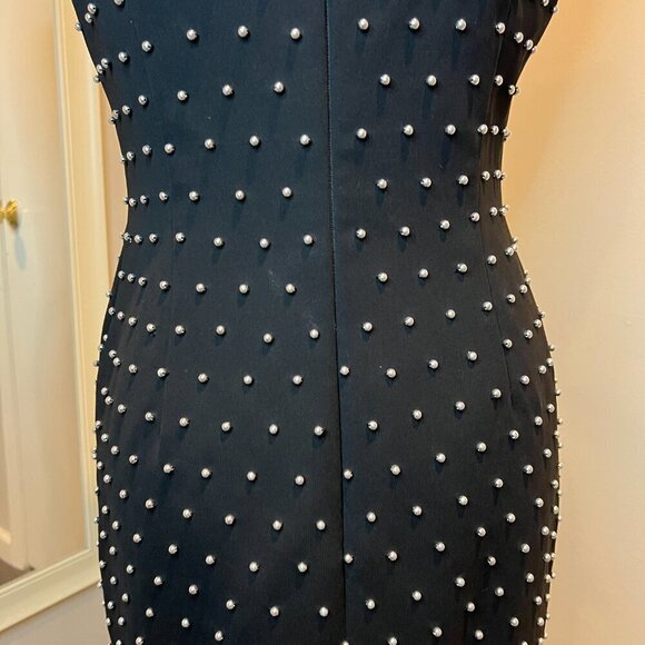 Carmen Marc Valvo Collection Black Beaded sleeveless Cocktail Dress, Size 8 - Picture 13 of 16